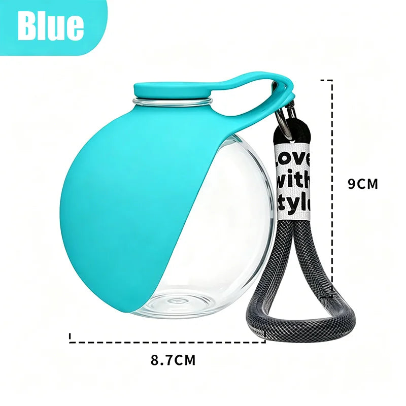 Plastic Dogs Cat Drinking Bottle with Lanyard Outdoor Foldable Water Dispensers Leak-proof Compact Travel Pet Water Bottle